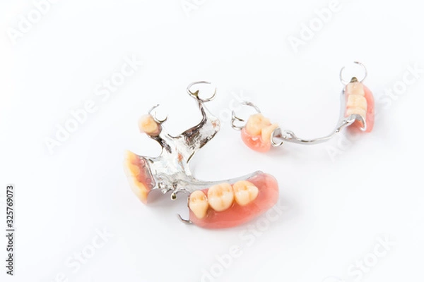 Obraz removable partial denture on white background.