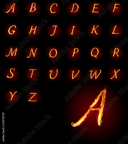 Obraz ABC Fire letters. Vector illustration