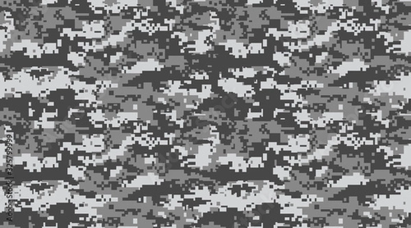 Fototapeta Abstract military or hunting camouflage background. black and white gray. Vector illustration. repeated seamless