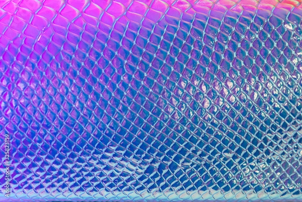 Fototapeta Neon silver snake skin pattern texture background