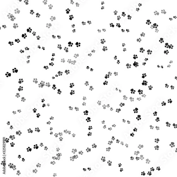 Obraz Monochrome abstract background. Black and white pattern. Seamless texture with small paws.