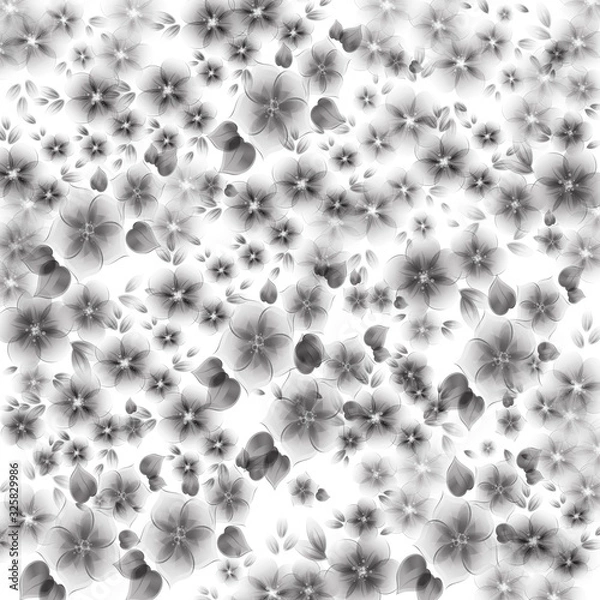 Obraz Monochrome abstract background. Black and white pattern. Seamless texture with floral pattern.