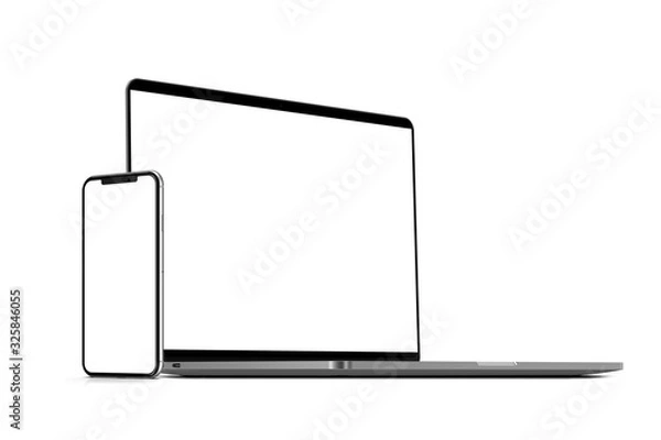 Obraz Laptop, smartfony. Szablon, makieta, projekt.