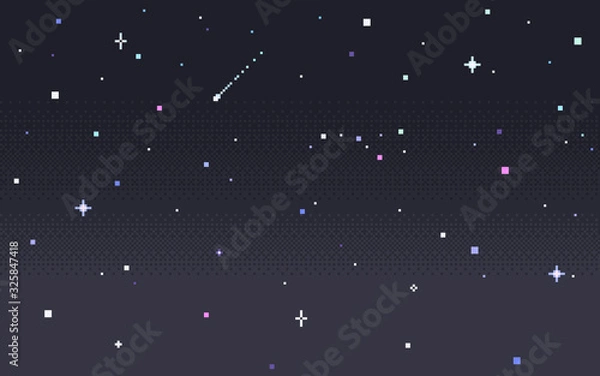 Obraz Pixel art star sky at night.