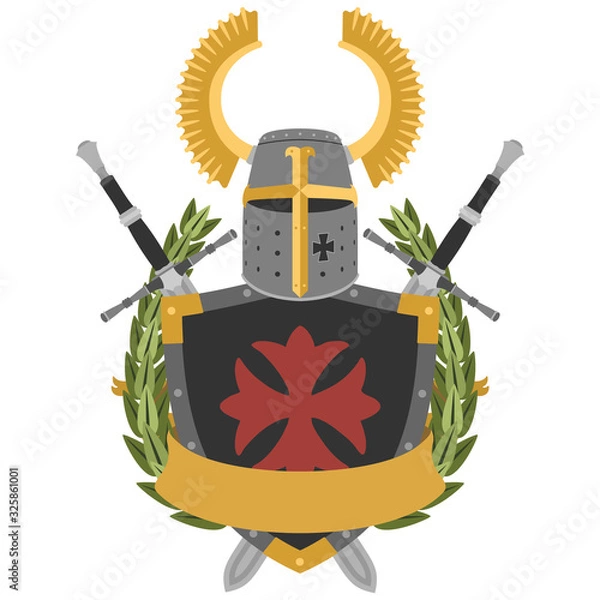 Obraz heraldic design knight 01. Flat design style.