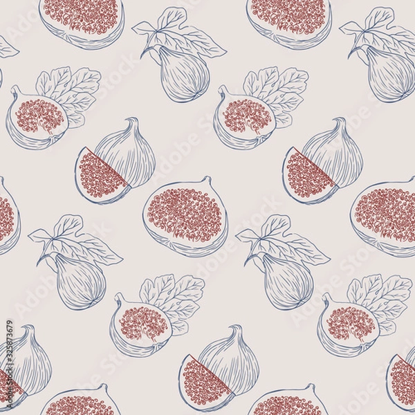 Fototapeta seamless pattern with figs fruits