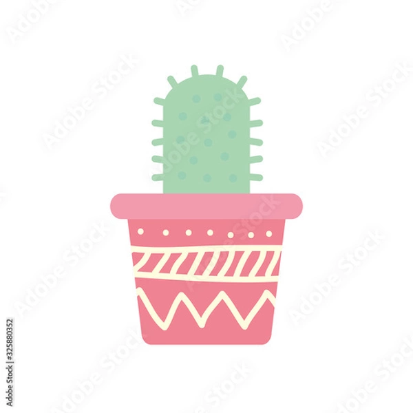 Fototapeta Isolated cactus inside pot block gradient style icon vector design