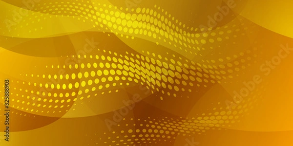 Fototapeta Abstract background made of halftone dots and curved lines in yellow colors