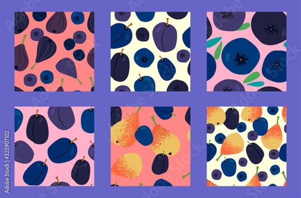 Obraz six fruit seamless patterns