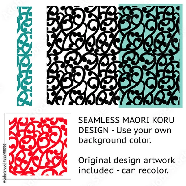 Fototapeta Stylised Maori Koru Seamless background Pattern