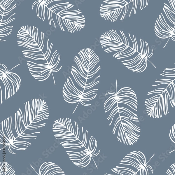 Fototapeta Seamless pattern with hand drawn leaves.