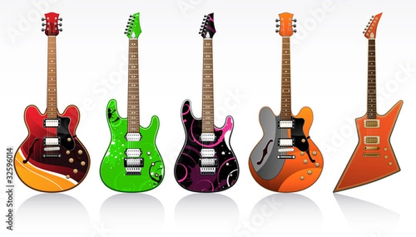 Obraz Five beautiful electric guitars