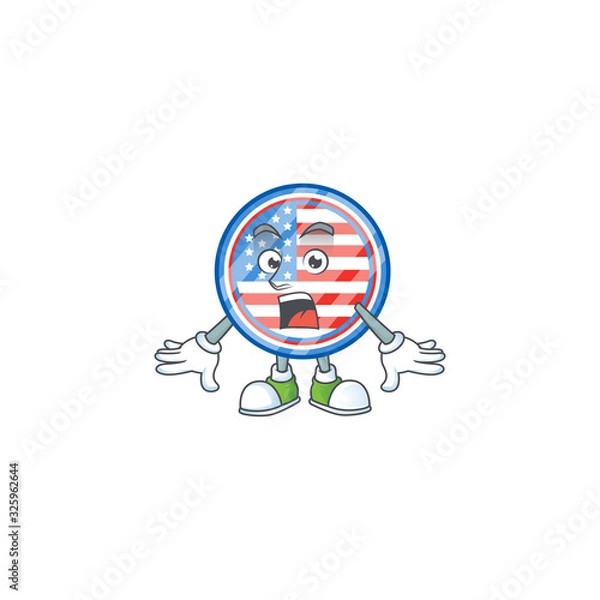 Obraz cartoon character design of circle badges USA with a surprised gesture