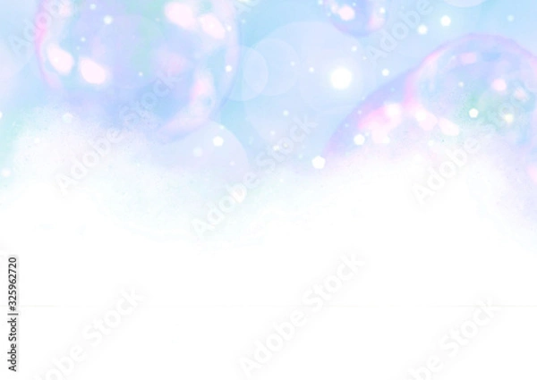 Fototapeta 虹色　シャボン玉　背景イラスト