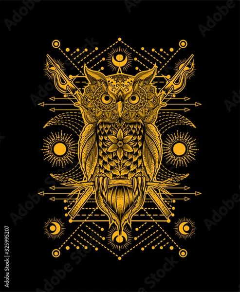 Fototapeta Illustration vector Owl mandala pattern style Perfect for print on demand