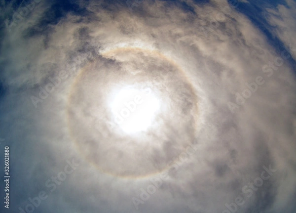 Obraz sonne, reflectionen, himmel, wolken, ring
