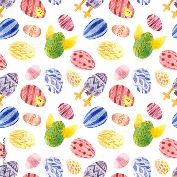 Obraz seamless pattern with colored easter eggs