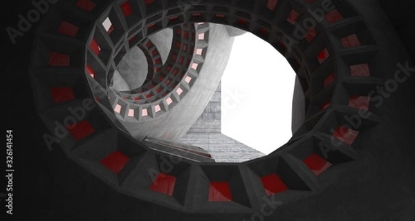 Fototapeta Abstract architectural concrete interior with discs. 3D illustration and rendering.