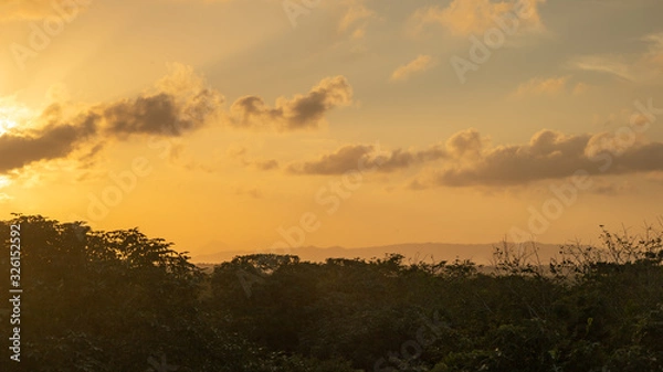 Fototapeta sunset over field
