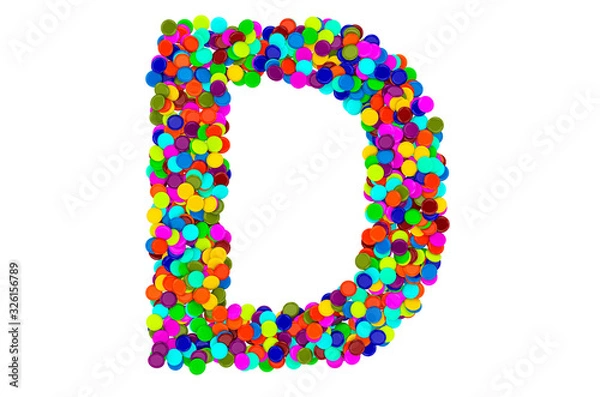 Obraz Letter D from confetti. 3D rendering