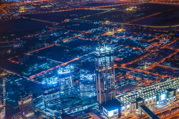 Fototapeta ブルジュ・ハリファの展望台から見えるドバイの夜景