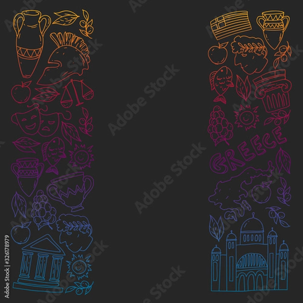 Fototapeta Travel to Greece elements. Greece symbols for magazines, web, tourism