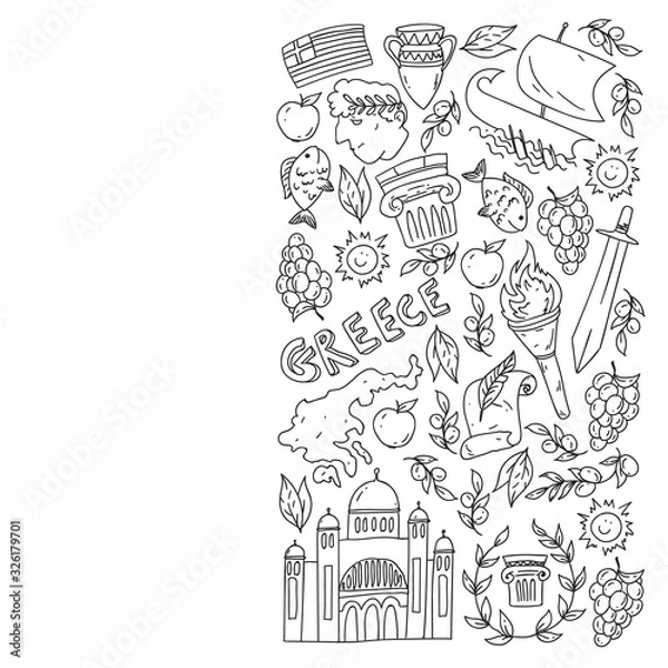 Obraz Travel to Greece elements. Greece symbols for magazines, web, tourism