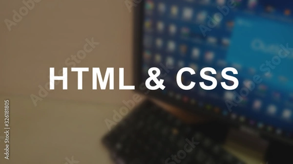 Obraz Html & css word with blurring business background