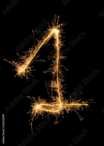 Fototapeta Digit 1 made of sparkles