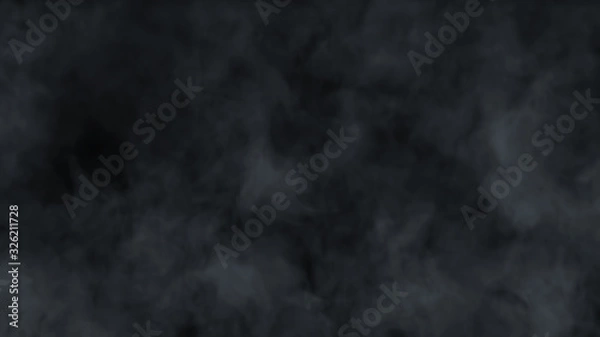 Fototapeta Realistic cloud fog on black background. White smoke pollution isolated on dark background. 3d rendering.