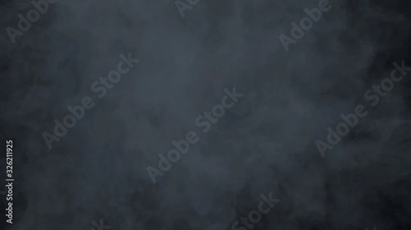 Fototapeta Realistic cloud fog on black background. White smoke pollution isolated on dark background. 3d rendering.
