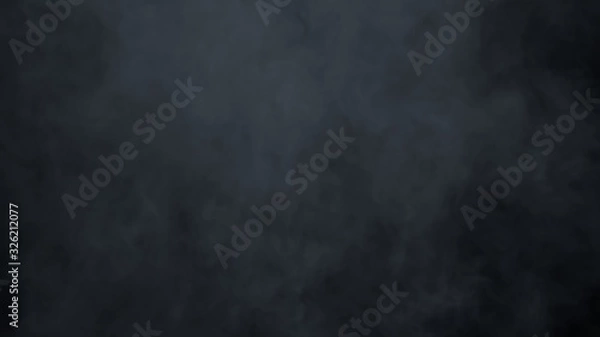Fototapeta Realistic cloud fog on black background. White smoke pollution isolated on dark background. 3d rendering.