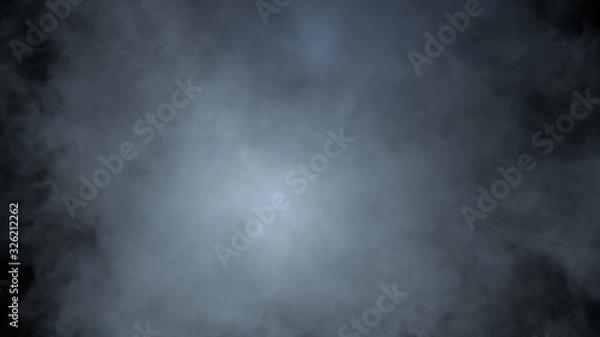 Fototapeta Realistic cloud fog on black background. White smoke pollution isolated on dark background. 3d rendering.