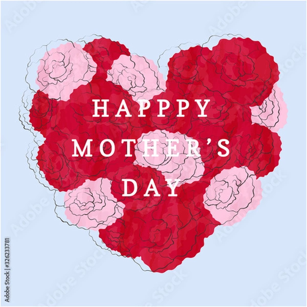 Obraz 母の日メッセージカード_カーネーションのハート