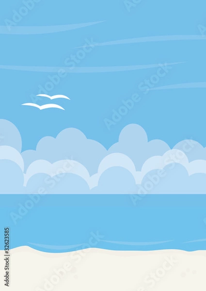 Fototapeta Empty summer beach illustration