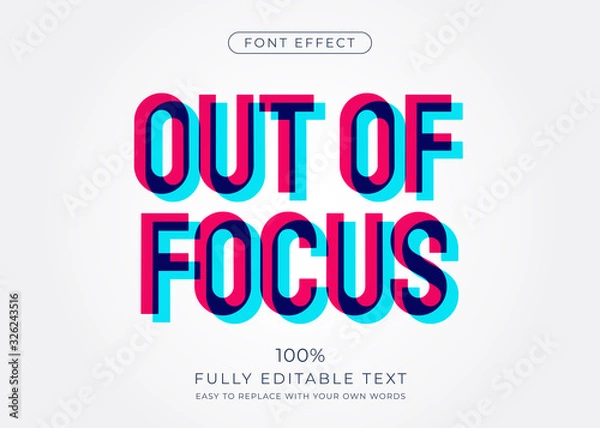 Fototapeta Out of focus text effect. Editable font style