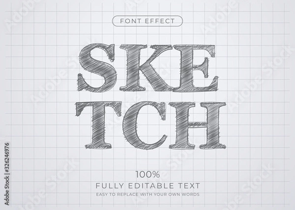Fototapeta Pencil sketch text effect. Editable font style