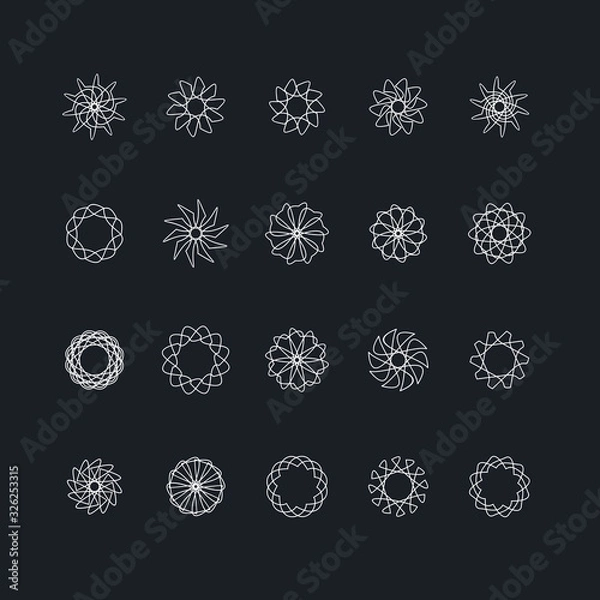 Fototapeta flower icon set abstract line art vector