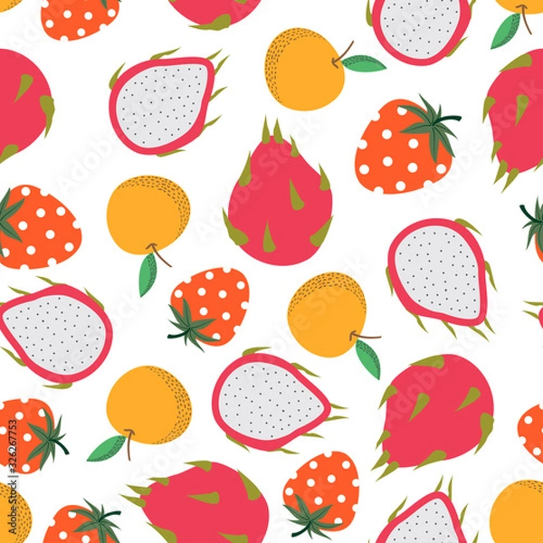 Obraz flat pattern with fruits concept in the white backdrop