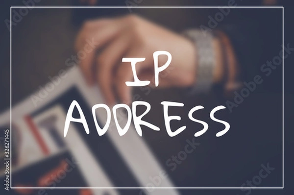 Fototapeta Ip address word with business blurring background