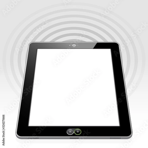 Fototapeta A Tablet PC presented with an emitting Wi-Fi signal pulse.