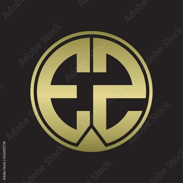 Fototapeta EZ Logo monogram circle with piece ribbon style on gold colors