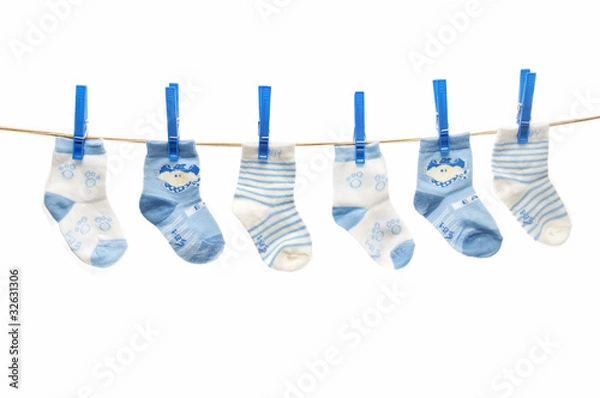 Obraz clothesline with baby socks