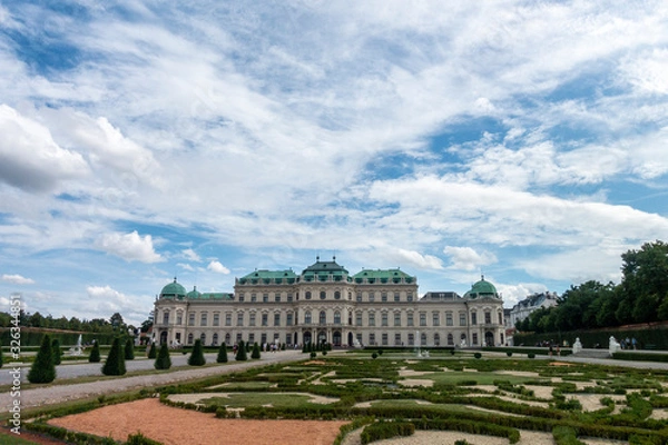 Fototapeta Vienna, Austria - August 2019 - View of Belvedere palace and gardens