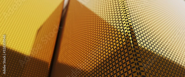 Fototapeta 3d rendering Abstract Golden ridge  luxury Cubes background.