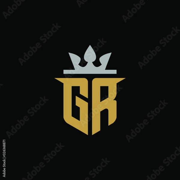 Obraz Initial Letter GR with Shield King Logo Design