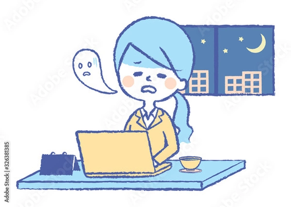 Fototapeta 残業　ビジネスシーン　女性