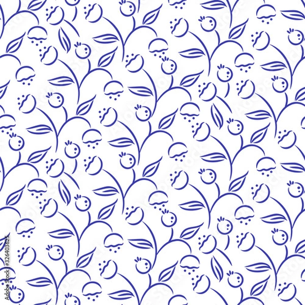 Fototapeta Seamless floral pattern with swirls and curls decoration.
