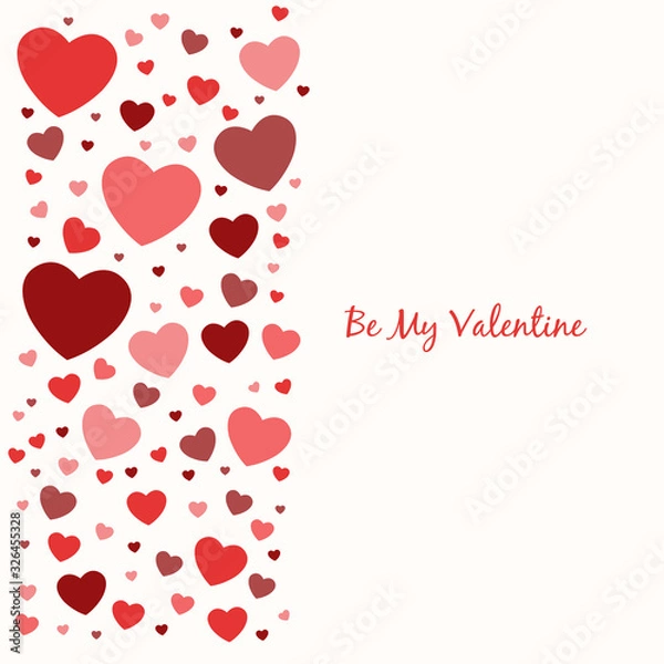 Fototapeta Background to the Valentine's day. Be my Valentine. Vertical hearts. Red color. Vector illustration