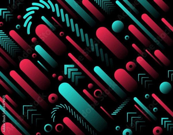 Obraz Futuristic blue red gradient vector black background contrast color border digital dynamic elegant technology web poster card template. TikTok service, Tiktok background, TikTok social media